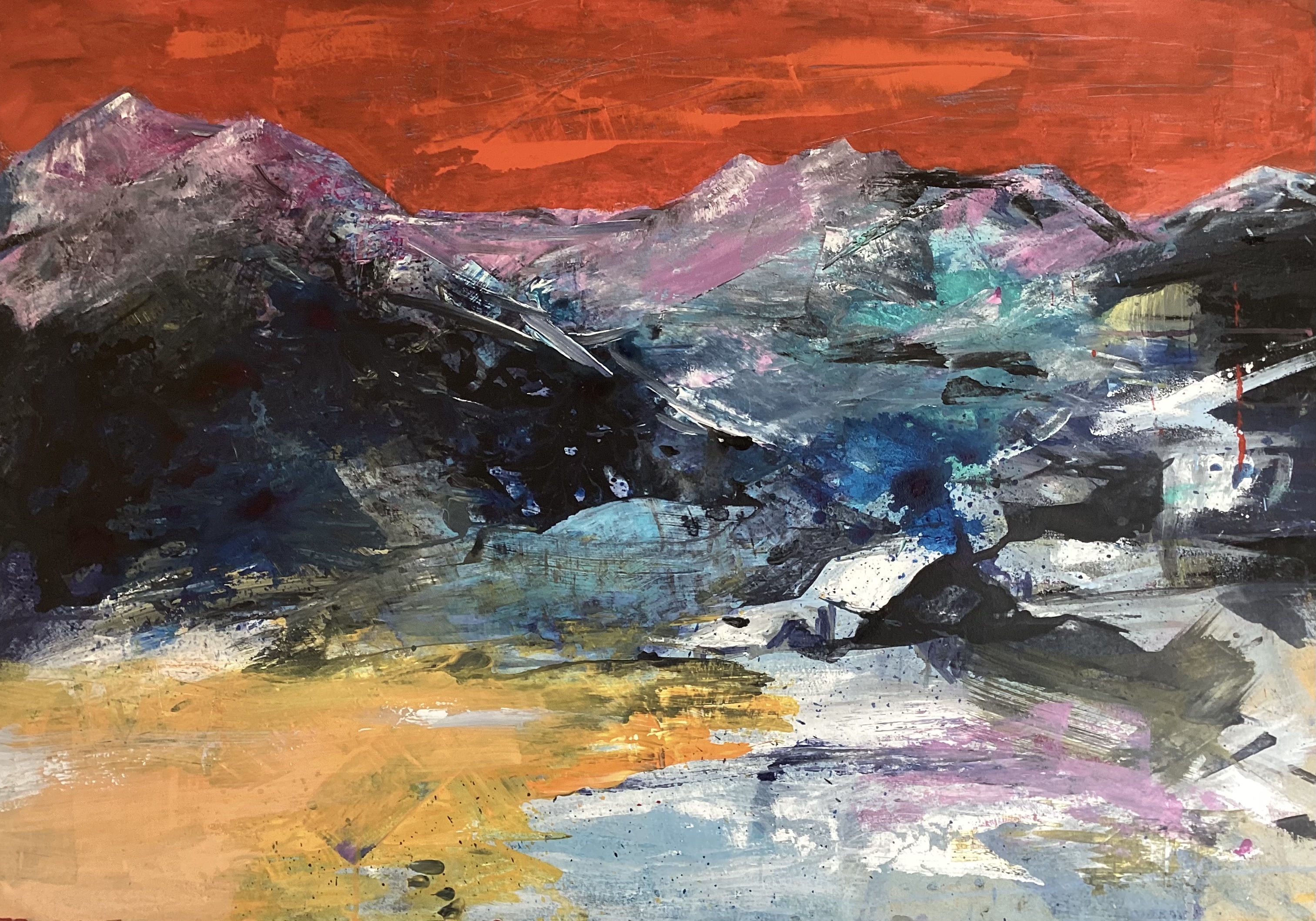 Bild von Franziska Morgner-Fanderl - Alpengluehen,Acryl auf Pappe, 70 x 100